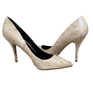 B Brian Atwood Joelle Snakeskin Point Toe Pump Natural Unique colors size 9.5